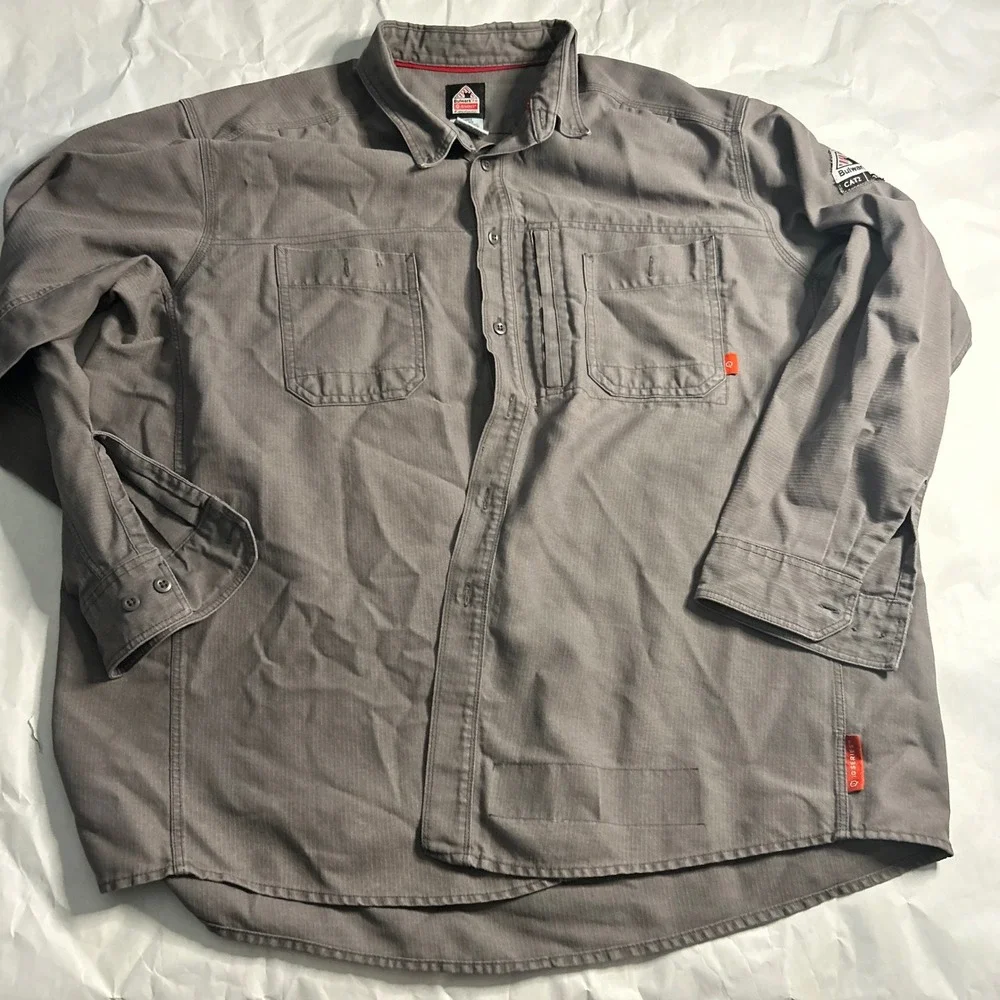 BULLWORK FR Cat 2 Mens IQ Work Shirt XXL‎ Gray Flame Resistant Westex Gen 2